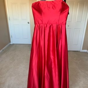 Red evening ball gown